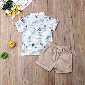 Ledy Champswiin Toddler Boy Summer Outfits Button Down Short Sleeve Floral Shirts & Casual Shorts 1-6 Years Boys Clothes Set