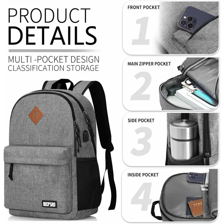 Lightweight 15.6" Laptop Backpack with USB Charging