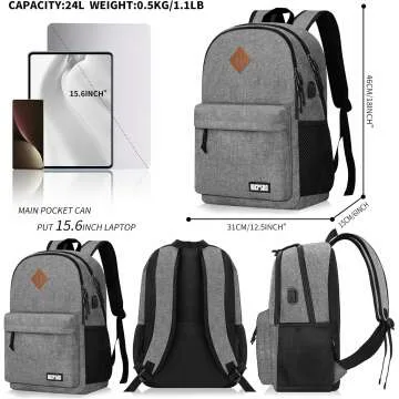 Lightweight 15.6" Laptop Backpack with USB Charging