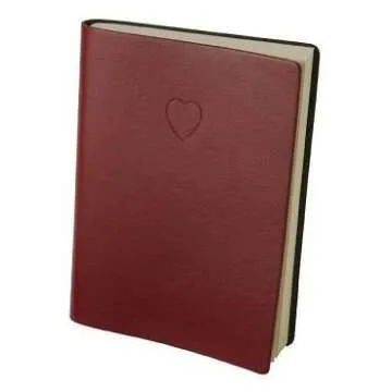 WORLD TRAVELER Eccolo Red Embossed Heart Writing Journal Notebook, 256 Lined Pages, Flexible Faux Leather Cover, 5-x-7-inch