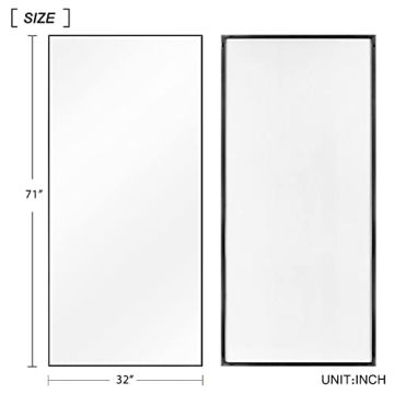 Elegant Full Length Mirror with Aluminum Frame 71" x 32"