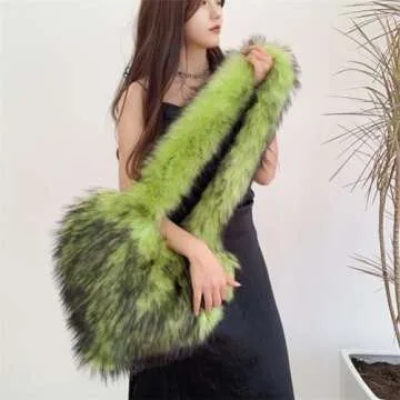 Chic Heart Shaped Faux Fur Bag for Women - Trendy & Stylish