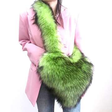 Chic Heart Shaped Faux Fur Bag for Women - Trendy & Stylish