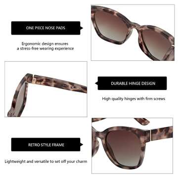 ZENOTTIC Oversized Cat Eye Sunglasses Polarized UV400 Protection