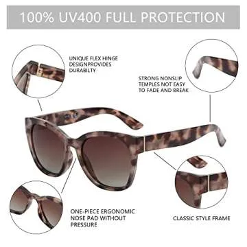 ZENOTTIC Oversized Cat Eye Sunglasses Polarized UV400 Protection