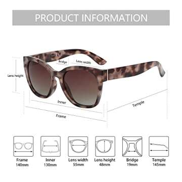 ZENOTTIC Oversized Cat Eye Sunglasses Polarized UV400 Protection
