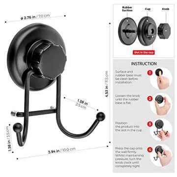 HASKO accessories - Suction Cup Hooks for Shower - Towel Hooks for Bathroom Wall Mounted Shower Hook...