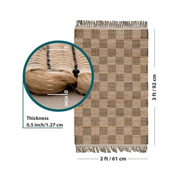 2x3 Ft Hand Woven Jute Rug Stylish and Eco-Friendly