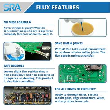 SRA Solder 135 Rosin Paste Soldering Flux For Electronics, No Clean Flux Made for Lead and Lead-Free...
