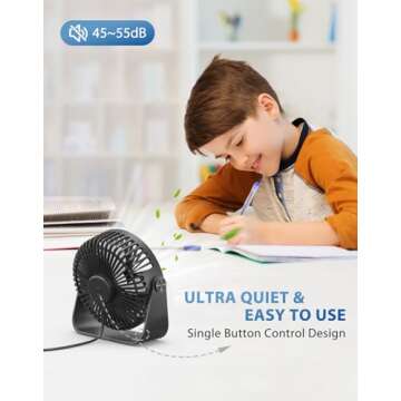 TriPole USB Desk Fan 4.5 Inches Portable Mini Fan Powerful 3 Speeds Wind Personal Desktop Fan with 3...