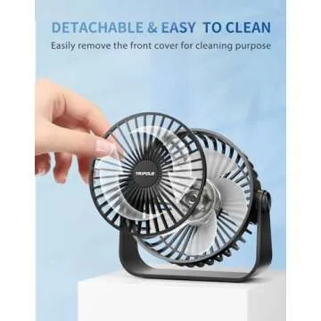 TriPole USB Desk Fan 4.5 Inches Portable Mini Fan Powerful 3 Speeds Wind Personal Desktop Fan with 360° Head Rotation for Home Office Car Indoor Outdoor Black