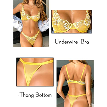 Kaei&Shi Embroidered Lace Lingerie Set for Women