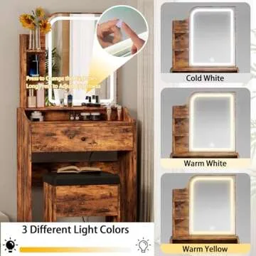 LIKIMIO Elegant Small Makeup Vanity with Lighting