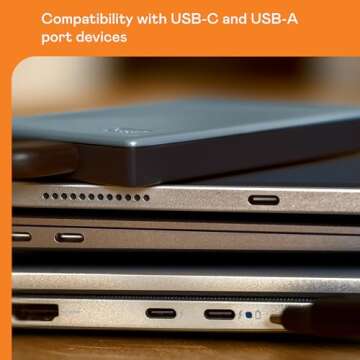 WD 2TB My Passport Portable Hard Drive, Works with USB-C and USB-A, Windows PC, Mac, Chromebook, Gaming Consoles, and Mobile Devices, Backup Software and Password Protection - WDBRMD0020BGY-WESN