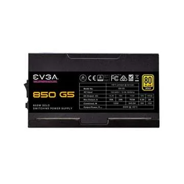 EVGA 850 G5, 80 Plus Gold 850W, Fully Modular, ECO Mode with Fdb Fan, 100% Japanese Capacitors, 10 Year Warranty, Compact 150mm Size, Power Supply 220-G5-0850-X1