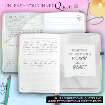 MESMOS A5 Vegan Leather Lined Journal for Women, Inspirational and Cute Writing Leather Journals for...