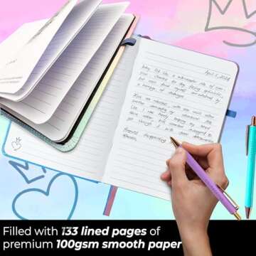 MESMOS A5 Vegan Leather Lined Journal for Women, Inspirational and Cute Writing Leather Journals for Women, Hardcover Pretty Notebooks for Writing (Pastel Dreamwave)