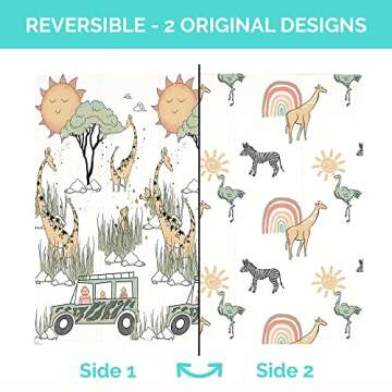 JumpOff Jo - Large Waterproof Foam Padded Play Mat for Infants, Babies, Toddlers, Play Pens & Tummy Time, Foldable Activity Mat, 70 in. x 59 in. - Safari