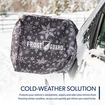 FrostGuard Plus Winter Windshield Cover with Built-in Security Panels and Wiper Blade Coverage + Mirror Covers - Weather Resistant; Protects from Snow, Ice and Frost (Snowflake, XL)