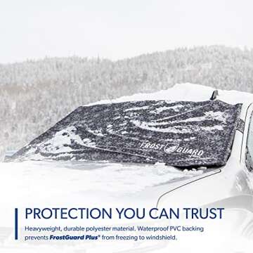 FrostGuard Plus Winter Windshield Cover with Built-in Security Panels and Wiper Blade Coverage + Mirror Covers - Weather Resistant; Protects from Snow, Ice and Frost (Snowflake, XL)