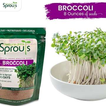Nature Jims Sprouts Broccoli Sprout Seeds - Certified Organic Broccoli Sprouting Seeds for Indoor/Ou...