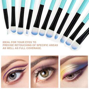 Makeup Brushes Set, 32pcs Blue Premium Cosmetic Make Up Brushes Foundation Blending Blush Concealer Shader Eyeshadow Eyeliner Compatible withTravel Makeup Bag