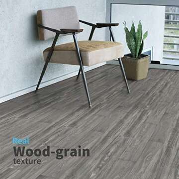 Art3d Peel and Stick Floor Tile Vinyl Wood Plank 12-Pack 18 Sq.Ft, Light Grey, Rigid Surface Hard Core Easy DIY Self-Adhesive Flooring