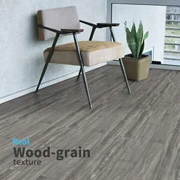 Art3d Peel and Stick Floor Tile Vinyl Wood Plank 12-Pack 18 Sq.Ft, Light Grey, Rigid Surface Hard Core Easy DIY Self-Adhesive Flooring