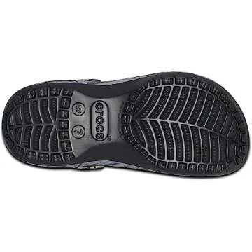 Crocs Women's Classic Graphic Platform Clogs, Platform Shoes, Black/Multi, 8 Women