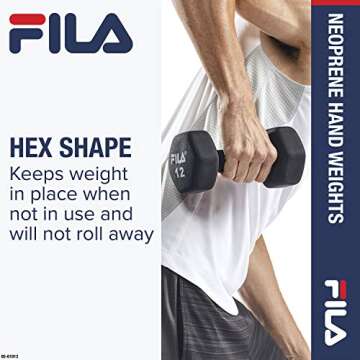 FILA Accessories Hand Weights for Women & Men - 10 lb Dumbbell Neoprene Covered for Workout, Exercise & Fitness (Sold as Single 10 Pound Dumbbell), Grey