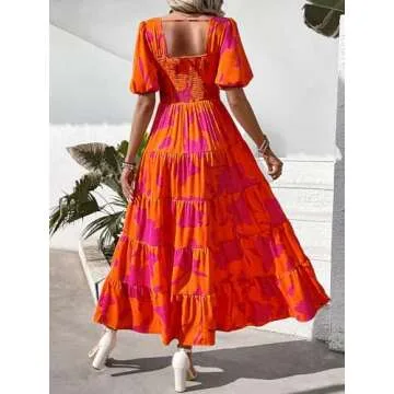 PRETTYGARDEN Puff Sleeve Maxi Dress for Women 2025