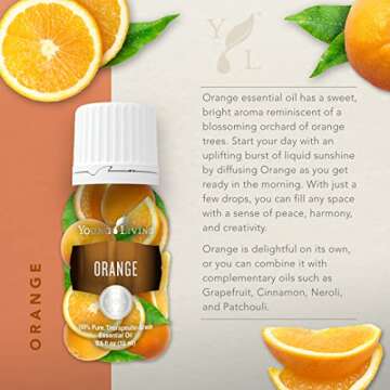 Young Living Orange Essential Oil 15ml - Brighten Your Space with an Uplifting Citrus Aroma - Cleans...