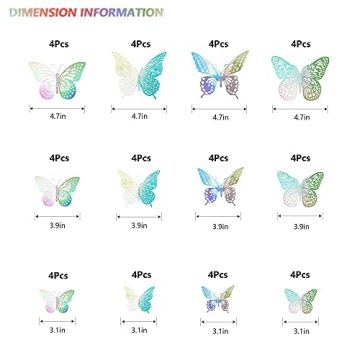 Vibrant SAOROPEB 3D Butterfly Wall Decor 48 Pcs