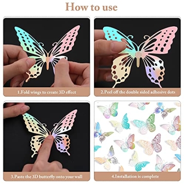 Vibrant SAOROPEB 3D Butterfly Wall Decor 48 Pcs
