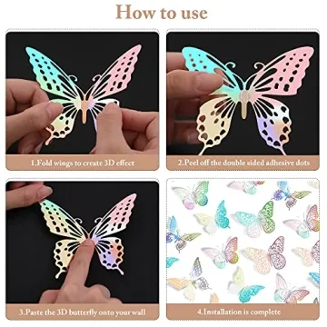 Vibrant SAOROPEB 3D Butterfly Wall Decor 48 Pcs