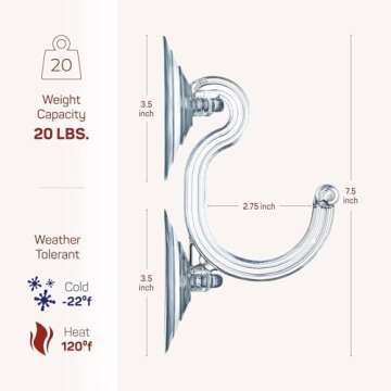 Christmas Wreath Hanger [Set of 2] for Glass Front Door, Giant Suction Wreath Hanger, Hang Large or ...