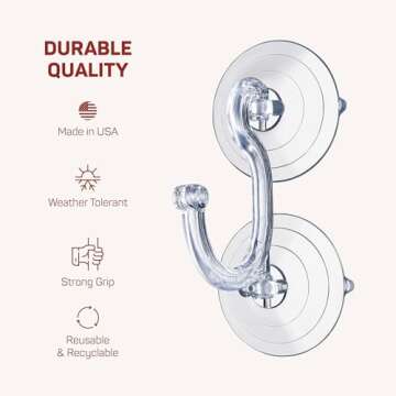 Christmas Wreath Hanger [Set of 2] for Glass Front Door, Giant Suction Wreath Hanger, Hang Large or Heavy Wreaths Securely on Glass Doors and Windows up to 20 Lbs - Heavy Duty Wreath Holders, USA Made
