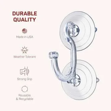 Christmas Wreath Hanger [Set of 2] for Glass Front Door, Giant Suction Wreath Hanger, Hang Large or Heavy Wreaths Securely on Glass Doors and Windows up to 20 Lbs - Heavy Duty Wreath Holders, USA Made