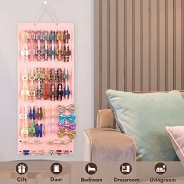 JOYMOMO Hanging Hair Claw Clips Holder Large Capacity Hair Clip Organizer Storage Display for Wall,Door,Closet（Without Claw Clips）