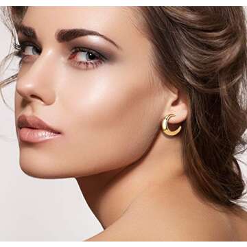 Stylish 6 Pairs Small Gold Hoop Earrings for Women