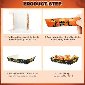 SRGARH 30pcs Halloween Candy Bowl, Halloween Plates Disposable, Halloween Paper Plates Disposable For Movie Night Popcorn Taco Food Container Hot Dog Snack Bowl Birthday Party Supplies