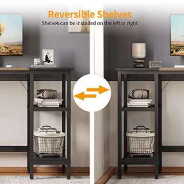 CubiCubi Computer Home Office Desk, 63 Inch Small Desk Study Writing Table with Storage Shelves, Modern Simple PC Desk with Splice Board, Brown Black Finish