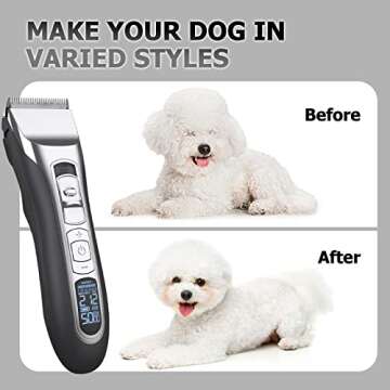 Chimpuk Dog Grooming Kit, Dog Hair Clippers for Grooming Professional Electric Pet Hair Clippers Low Noise Rechargeable Dog Hair Trimmer Razor Tools for Dogs Cats and Other Animals