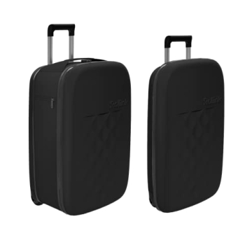ROLLINK Flex Vega Medium Checked Fully Collapsible Suitcase - Hardshell, Silent Wheels, Durable for ...