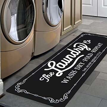Pauwer Farmhouse Laundry Room Rug Runner 20"X59" Non Slip Laundry Rugs and Mats for Laundry Room Dec...