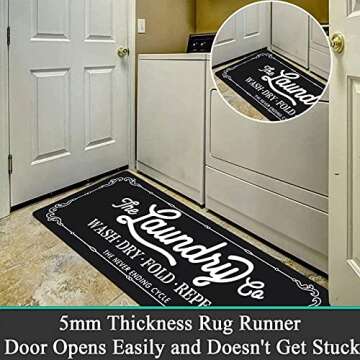 Pauwer Farmhouse Laundry Room Rug Runner 20"X59" Non Slip Laundry Rugs and Mats for Laundry Room Decor Washable Runner Rugs for Kitchen Floor Laundry Room Bathroom Hallway Entryway Area Rugs