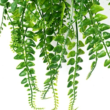 CLONG Artificial Hanging Ferns - UV Resistant Green Decor