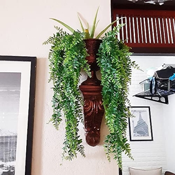 CLONG Artificial Hanging Ferns - UV Resistant Green Decor