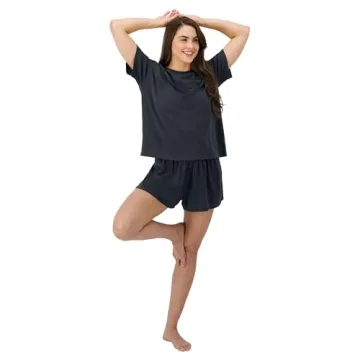 Hanes Women's Originals Supersoft Comfywear 2 Piece Lounge Boxy T-Shirt & Sleep Shorts Loungewear Se...