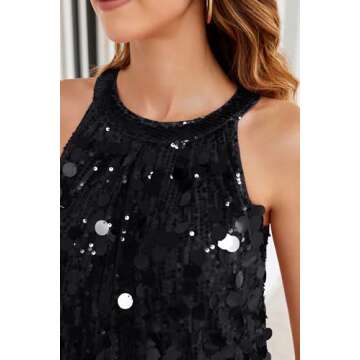 Glamorous Sequin Halter Tank Top for Night Out